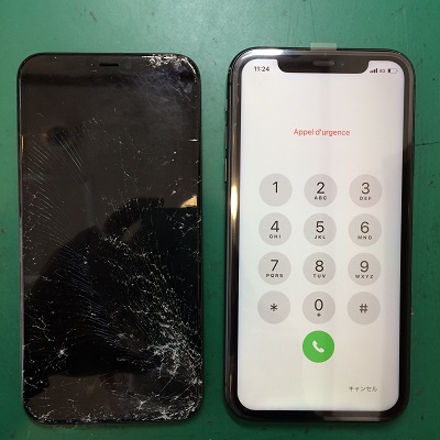 iPhoneX画面修理後